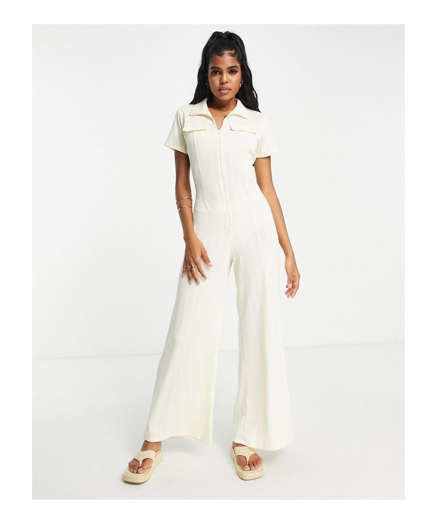 Jumpsuit by ASOS DESIGN Outfit of the day Spread collar Zip fastening Chest pocket detail Wide leg Slim fit Sold by Asos
