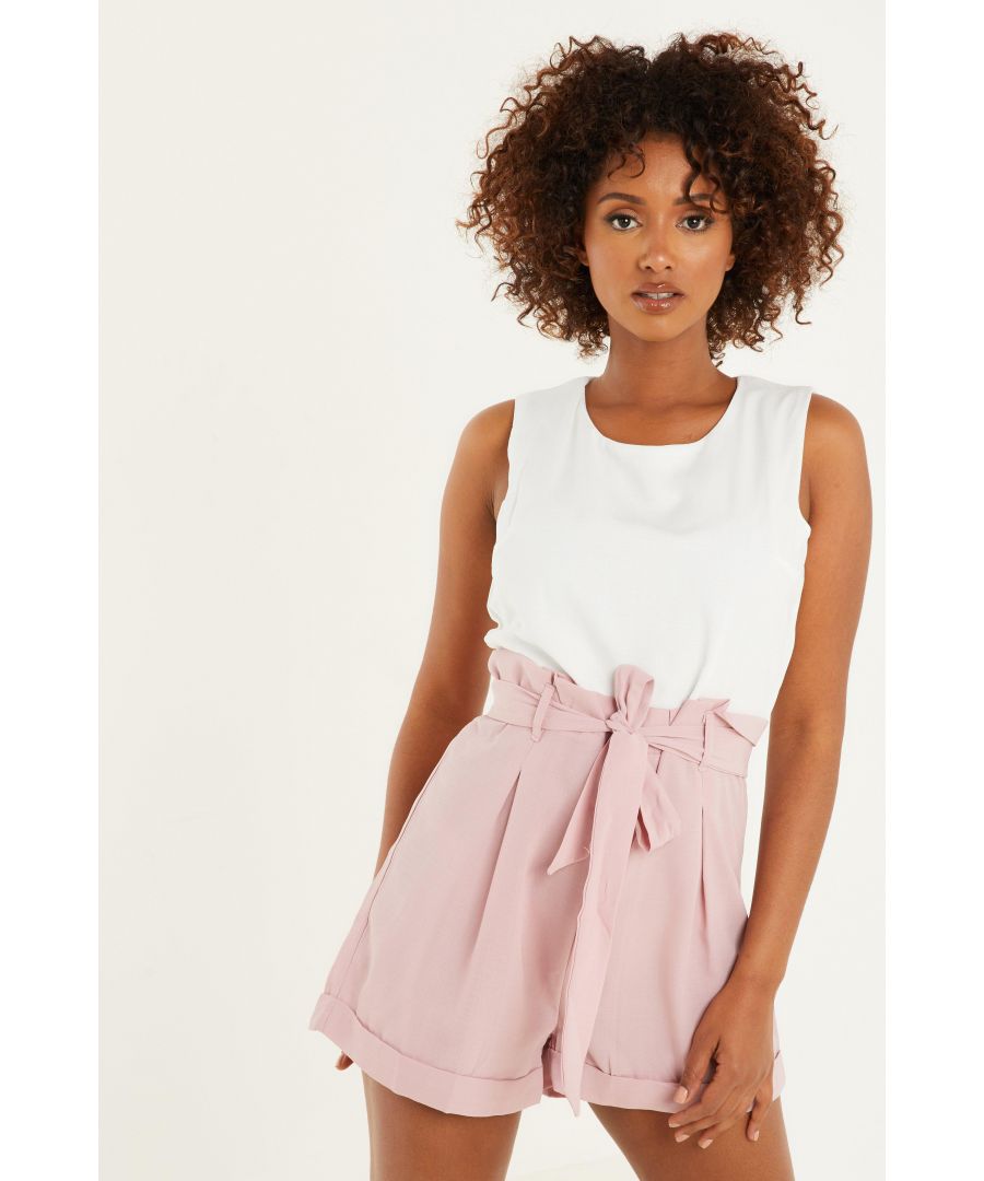 Image for Cream & Pink Belted Playsuit