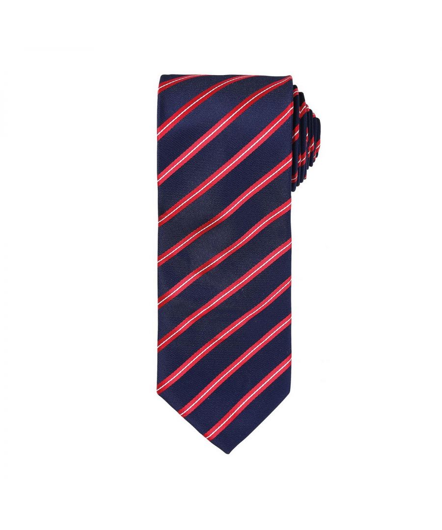 Premier Mens Stripe Tie (Navy/Red) - One Size