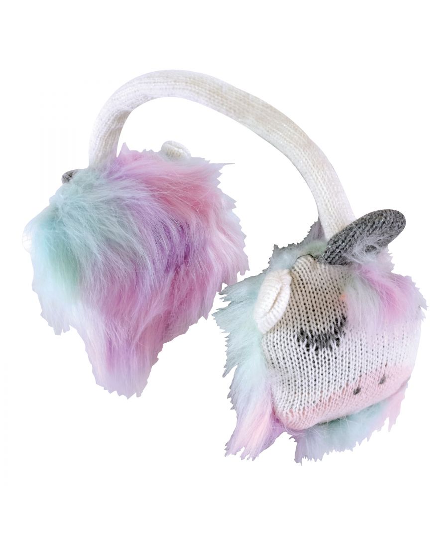 Image for Childrens / Girls Pink & White Winter Unicorn Earmuffs for Kids