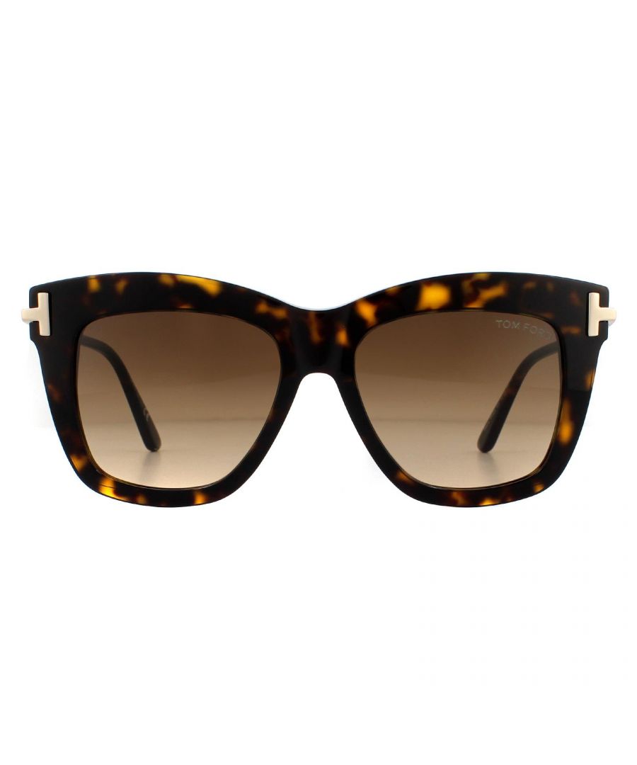 Tom Ford Square Womens Dark Havana Brown Gradient Sunglasses