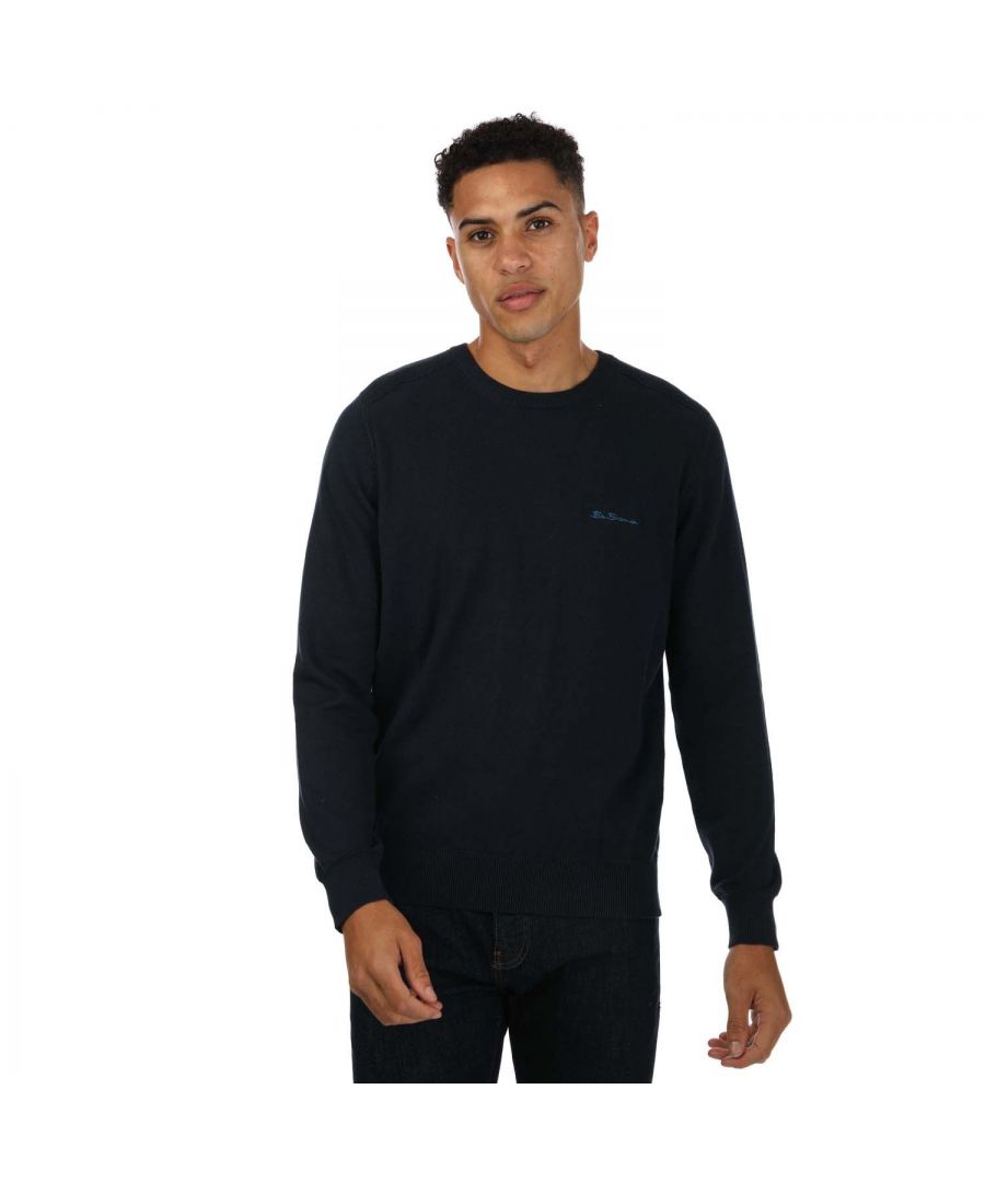 Mens Ben Sherman Crew Neck Jumper in navy.- Crew neck.- Long sleeves.- Ribbed cuffs and hem.- Branding to chest.- Regular fit.- 100% Cotton.- Ref: 0072968170