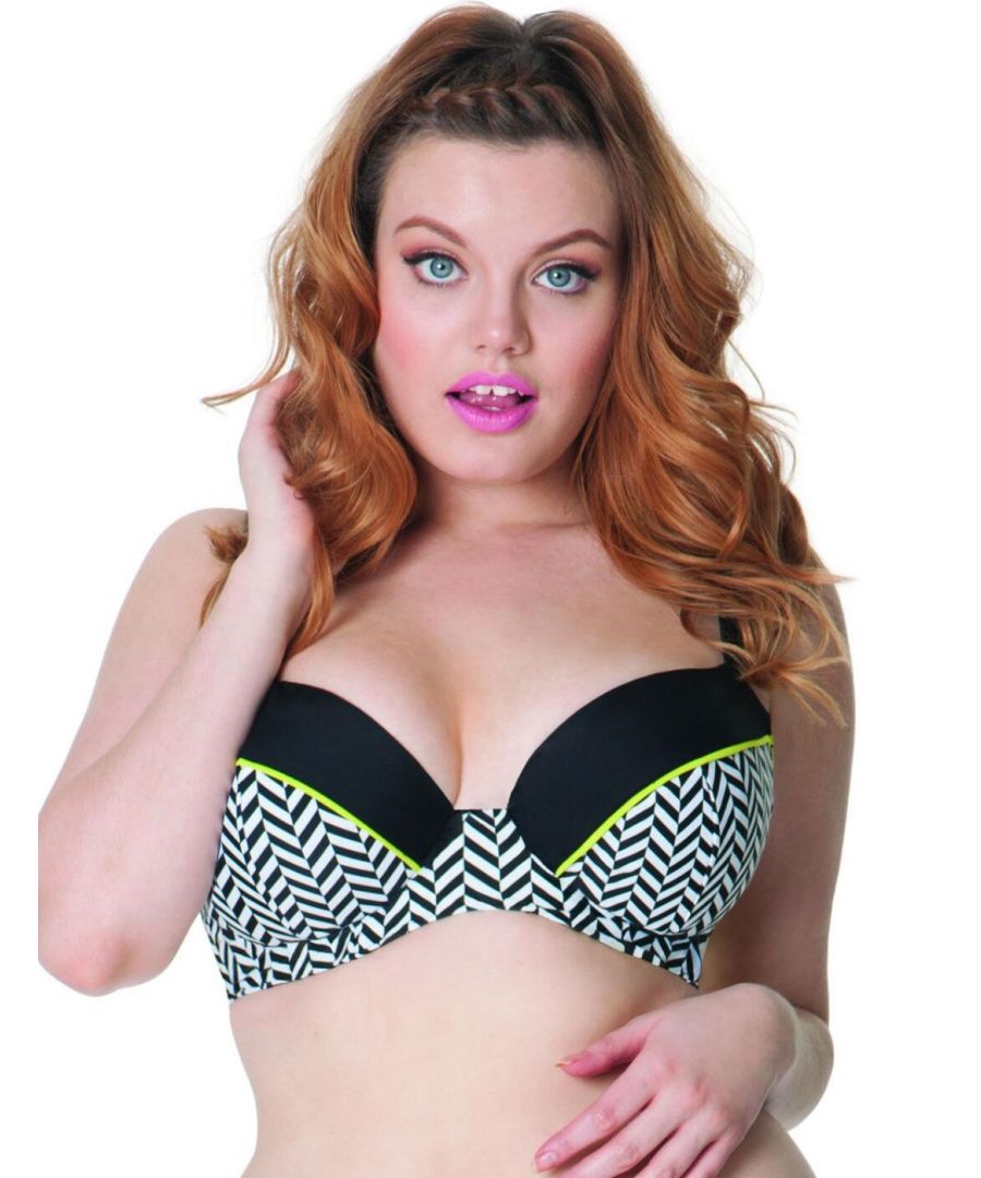 Curvy Kate Womens CS3651 Hypnotic Plunge Bikini Top Monochrome - Multicolour - Size 32DD