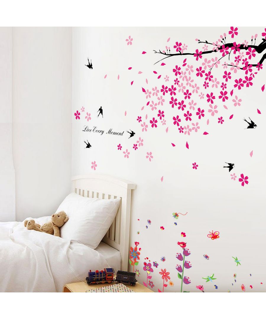 Image for Walplus Coloufrful Flower Swallow Wall Stickers, Self Adhesive, DIY, Decoration, Kids Room, Nursery, Children's room, Boy, Girl