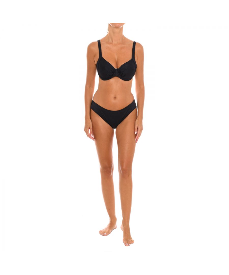 Teleno Womenss unpadded underwire bikini EB1323C - Black - Size 36C