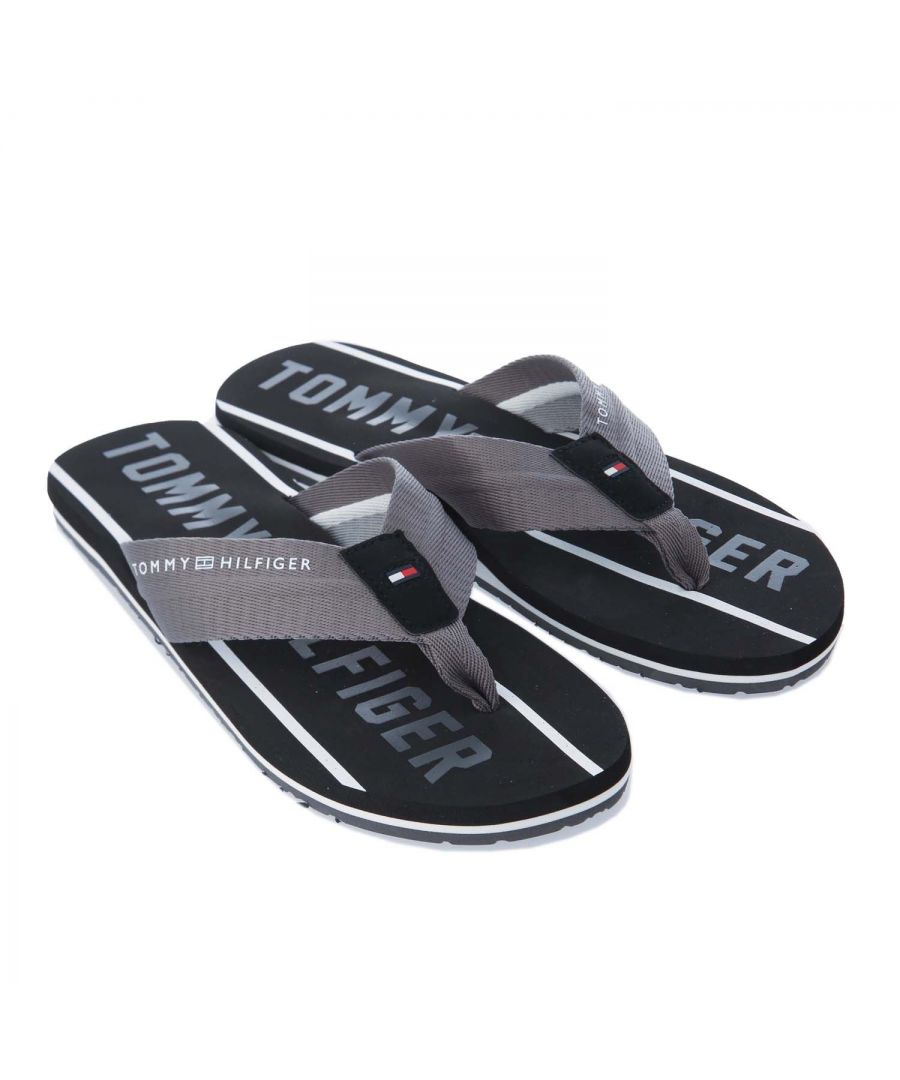 Tommy Hilfiger-sandalen met logo voor heren, zwart