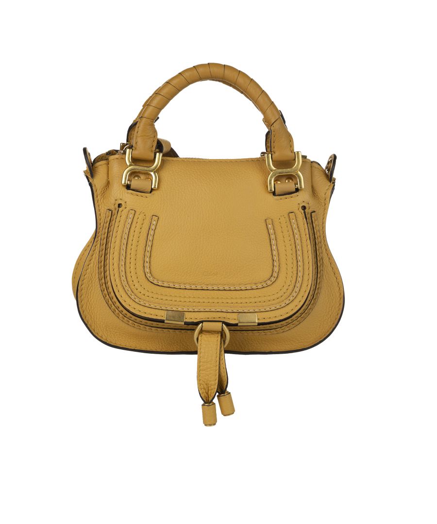 VINTAGE. RRP AS NEW. The Marcie satchel features a leather body, an exterior front flap pocket, rolled leather handles, a detachable leather strap, a top zip closure, and interior zip and slip pockets.Zipper Scratched. Zipper Scratched. \n\nDimensions:\nLength 15cm\nWidth 21cm\nDepth 8cm\nHand Drop 5cm\nShoulder Drop 56cm\n\nOriginal Accessories: Shoulder Strap\n\nColor: Yellow\nMaterial: Leather x Calf\nCountry of Origin: France\nBoutique Reference: SSU167994K1342\n\n\nProduct Rating: GoodCondition\n\nCertificate of Authenticity is available upon request with no extra fee required. Please contact our customer service team.