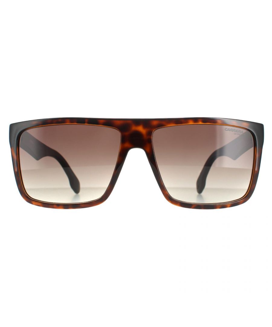 Carrera Rectangle Unisex Havana Matte Black Brown Gradient 5039/S  Carrera are a strong bold rectangular shape with a nearly flat top frame and similarly flat but winged temples. Two-tone colours for the front and temples are often used for a very modern fresh look.