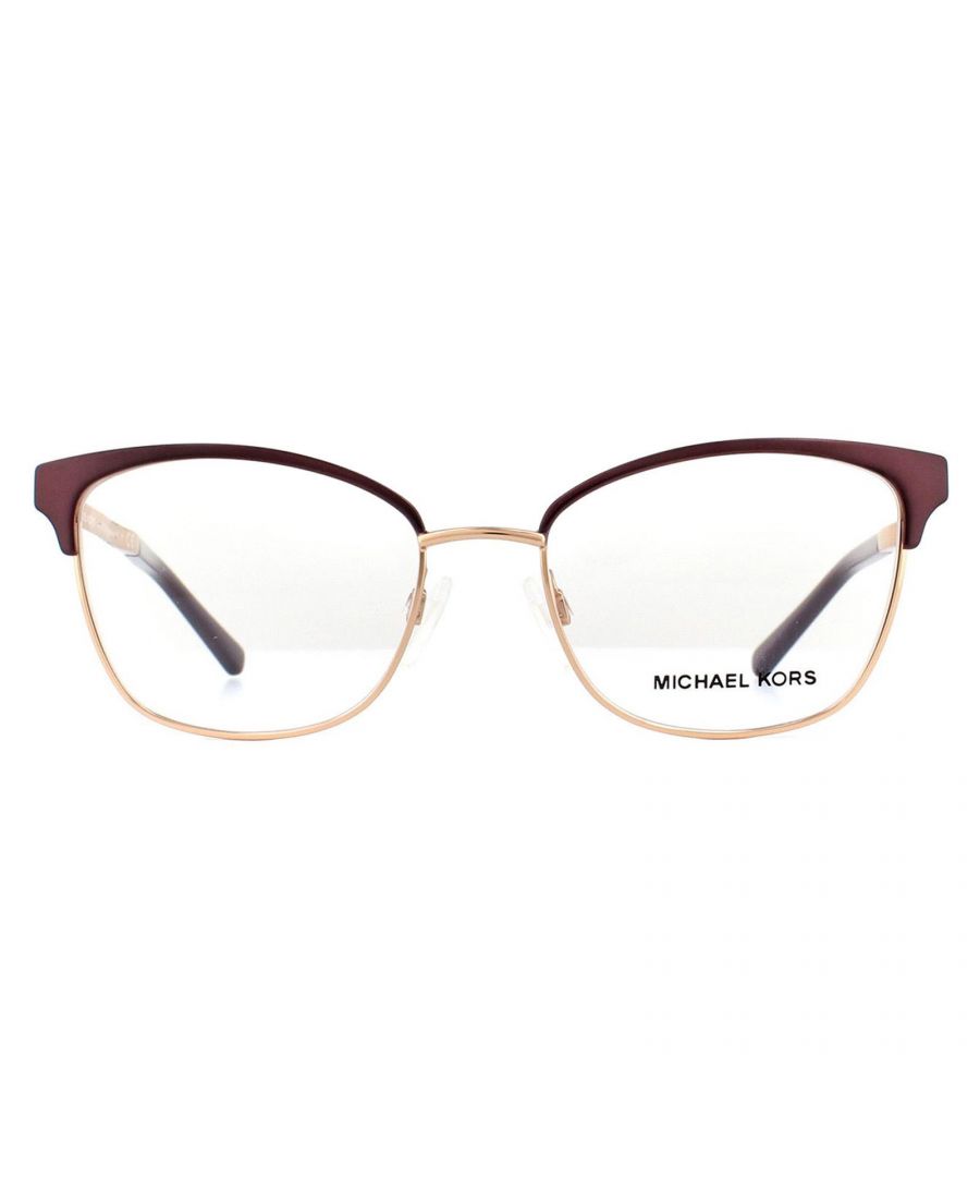 Michael Kors Cats Eye Matte Cordovan Rose Gold Womens Glasses Frames - Brown Metal - One Size