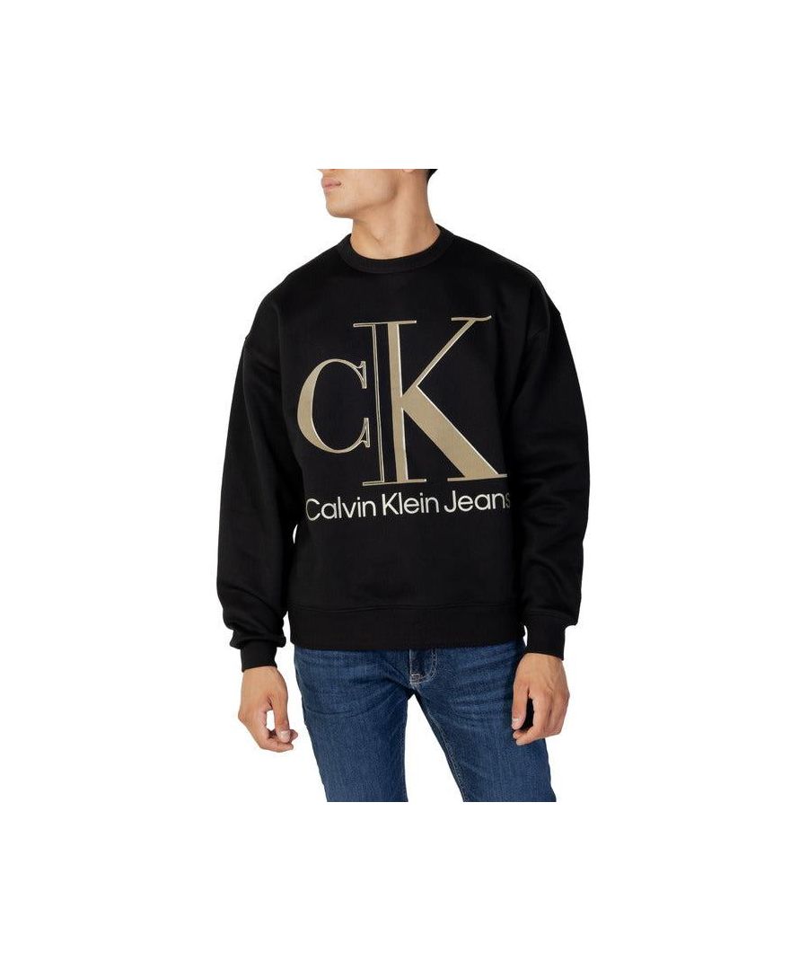 Brand: Calvin Klein Jeans\nGender: Men\nType: Sweatshirts\nSeason: Fall/Winter\n\nPRODUCT DETAIL\n• Color: black\n• Pattern: print\n• Sleeves: long\n• Neckline: round neck\n\nCOMPOSITION AND MATERIAL\n• Composition: -57% cotton -43% polyester \n•  Washing: machine wash at 30°