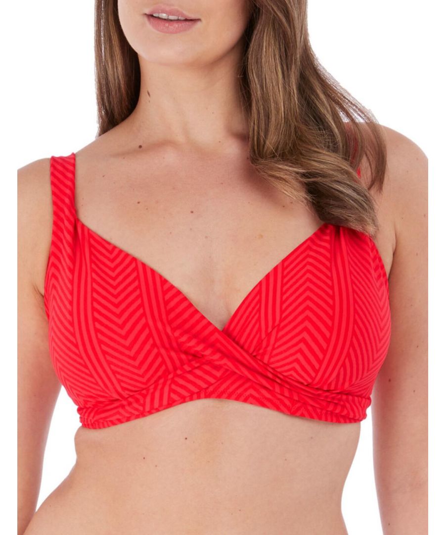 Fantasie Womens 6900 Long Island Plunge Bikini Top - Red Elastane - Size 38DD