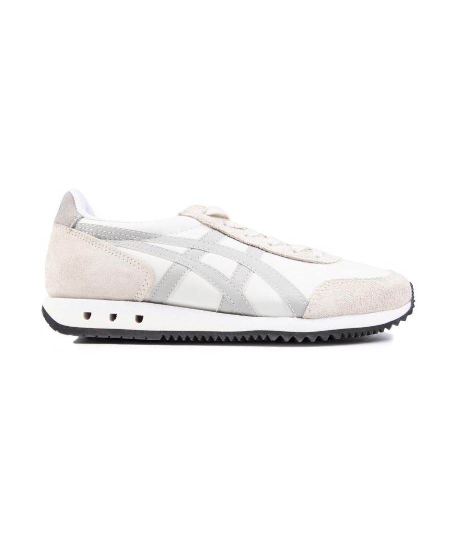 Kids white Onitsuka Tiger new york trainers, manufactured with nylon and a rubber sole. Featuring: eva sole, side stripe detail and reinforced heel counter.