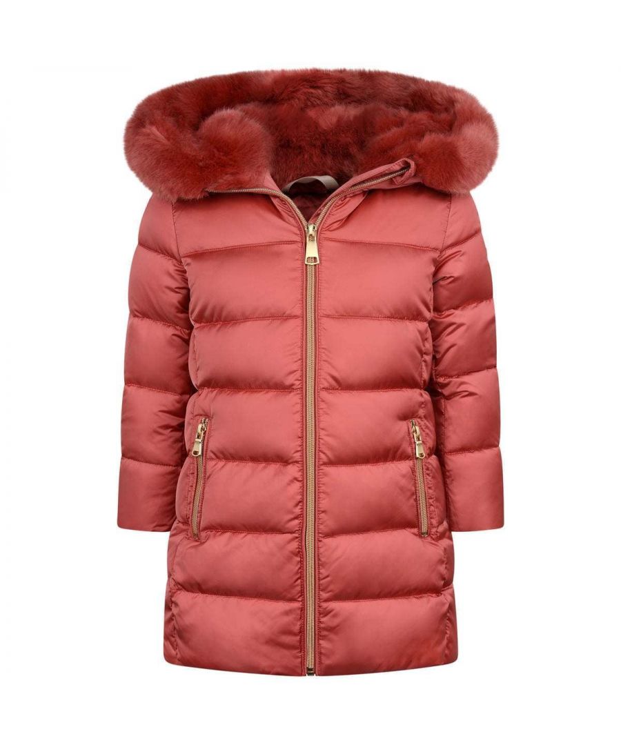 Babya Girls Coral Down Padded Coat - Pink - Size 2Y