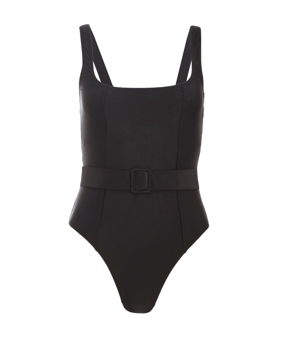 Quiz Womens Black Belt Swimsuit - Size Small