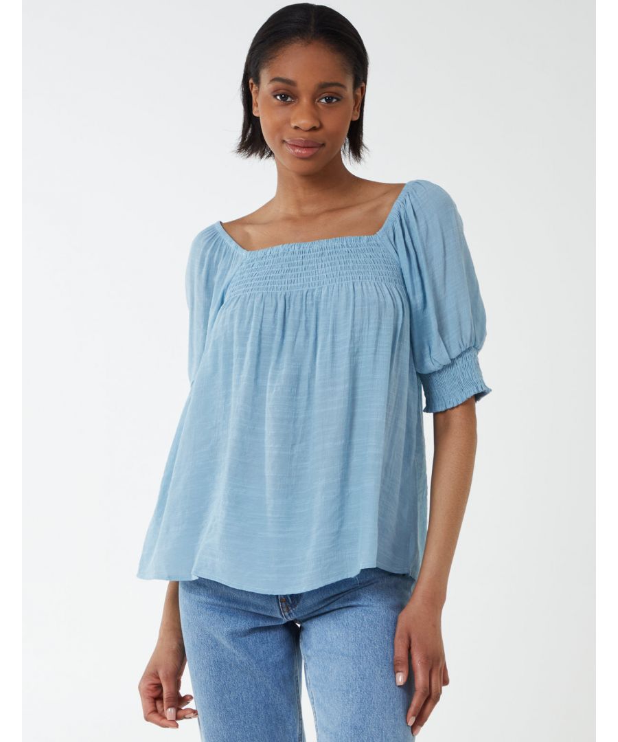 Go for comfort and style in this stylish oversized top. Wear it with shorts and sandals for summer look. 64% Viscose, 36% Polyester. Hand wash. Square neckline. Short sleeve. Approx length 45 cm. Unfastened. Model wears size S. Models height: 5'8.5