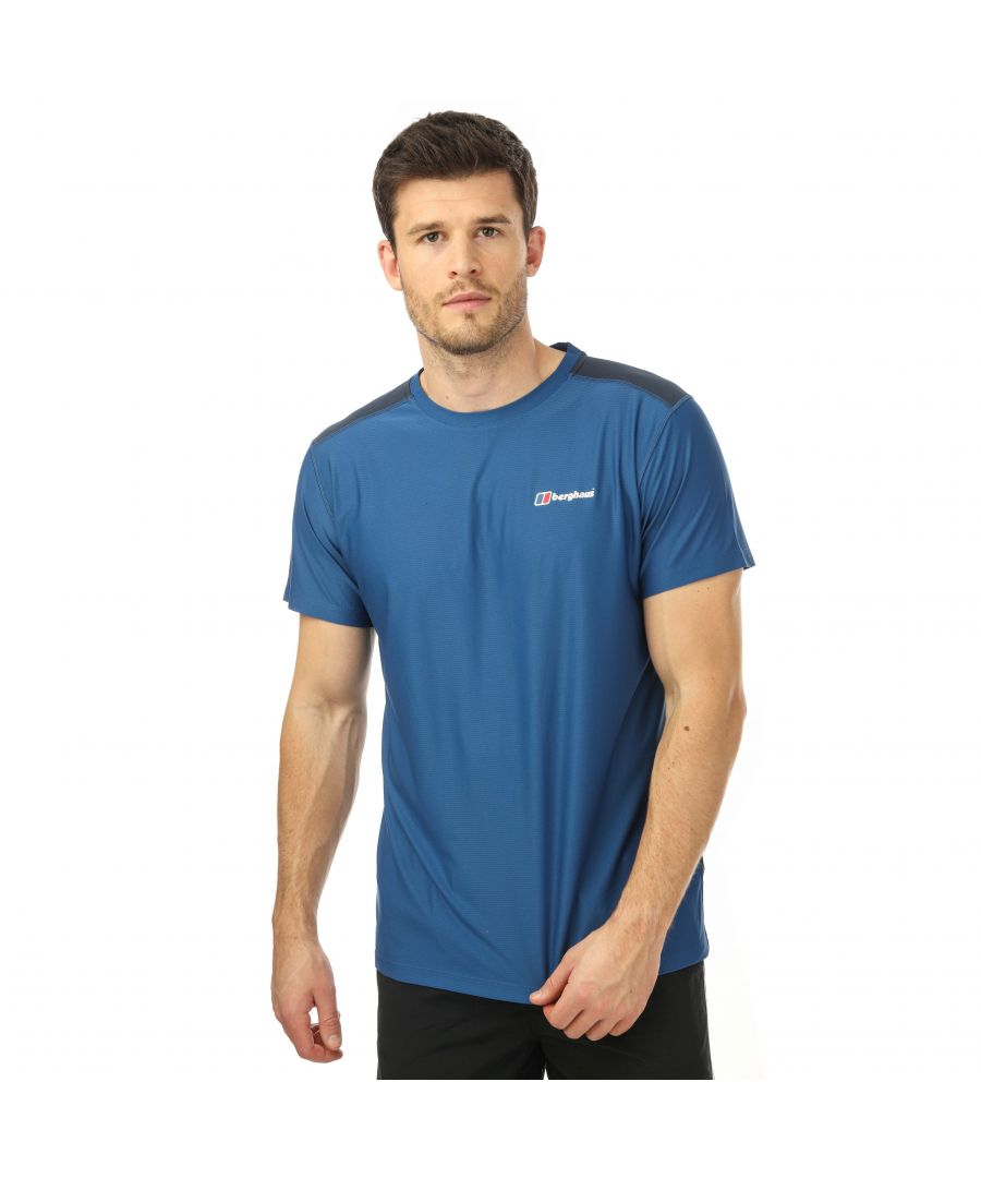 Mens Berghaus 24-7 Tech T- Shirt in blue.- Crew neck.- Short sleeves.- Breathable  lightweight wicking qualities.- ARGENTIUM™ fabric.- Berghaus logo.- 100% Polyester. - Ref: 4A000845GB5