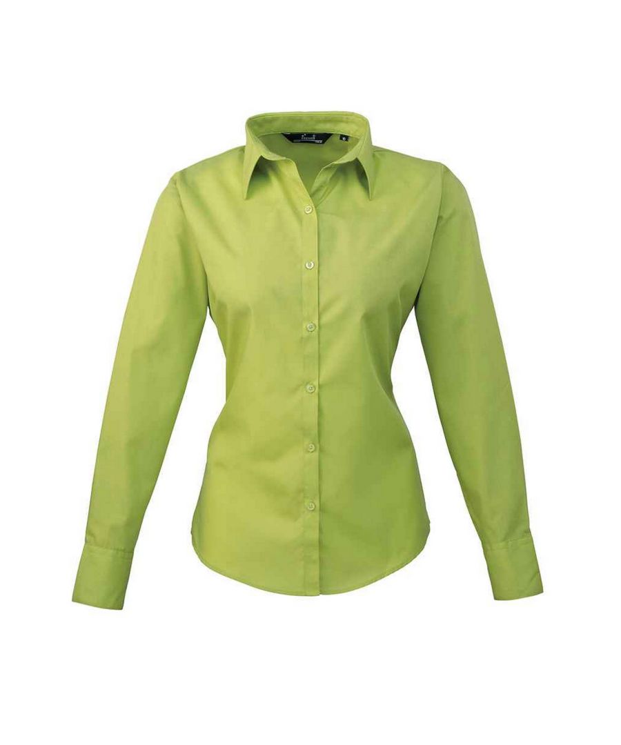 Premier Womens/Ladies Long-Sleeved Shirt (Lime) - Green - Size 24 UK