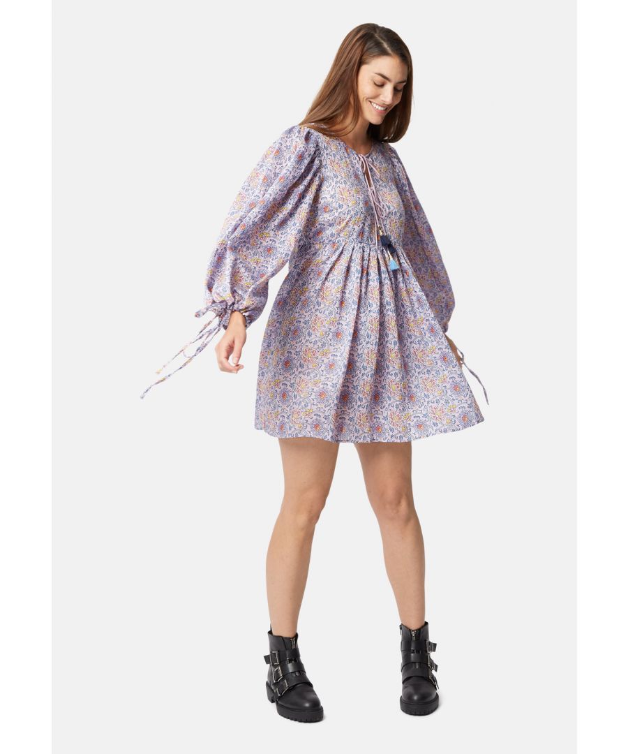 A kaleidoscopic of vintage inspired print with the Boho Blues Mini Dress. Crafted from vibrant boho print and profiled to a voluminous boho mini dress silhouette that’s emphasised by billowy balloon sleeves. 70% Polyester, 30% Viscos. Machine Wash at 30c