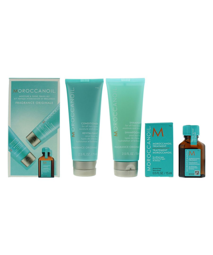 Image for Moroccanoil 3 Piece Set: Shampoo 75ml - Conditioner 75ml - Treatment 15ml - Moisture and Shine Travel Kit