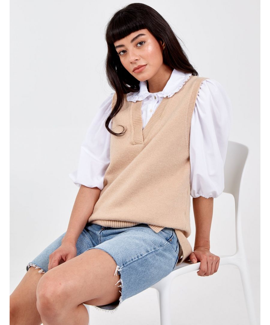 Image for EMILY - Knitted V Neck Oversized Vest