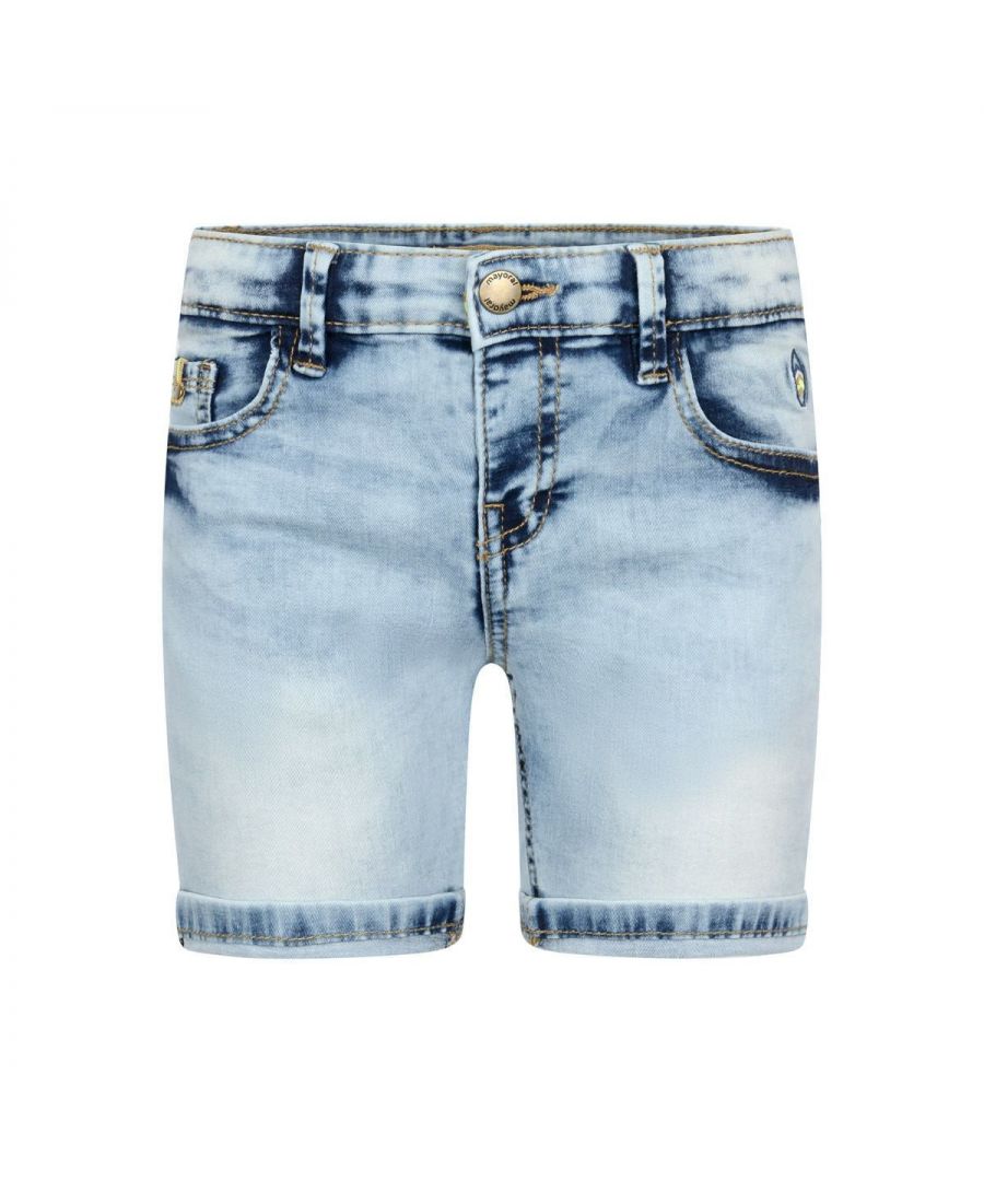 Mayoral Boys Blue Bleached Denim Shorts - Size 5Y