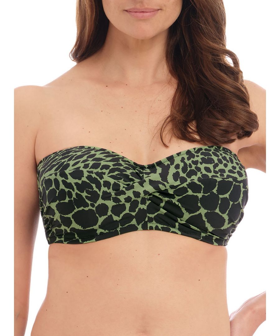 Fantasie Womens Boa Vista Twist Bandeau Bikini Top - Green Nylon - Size 30G