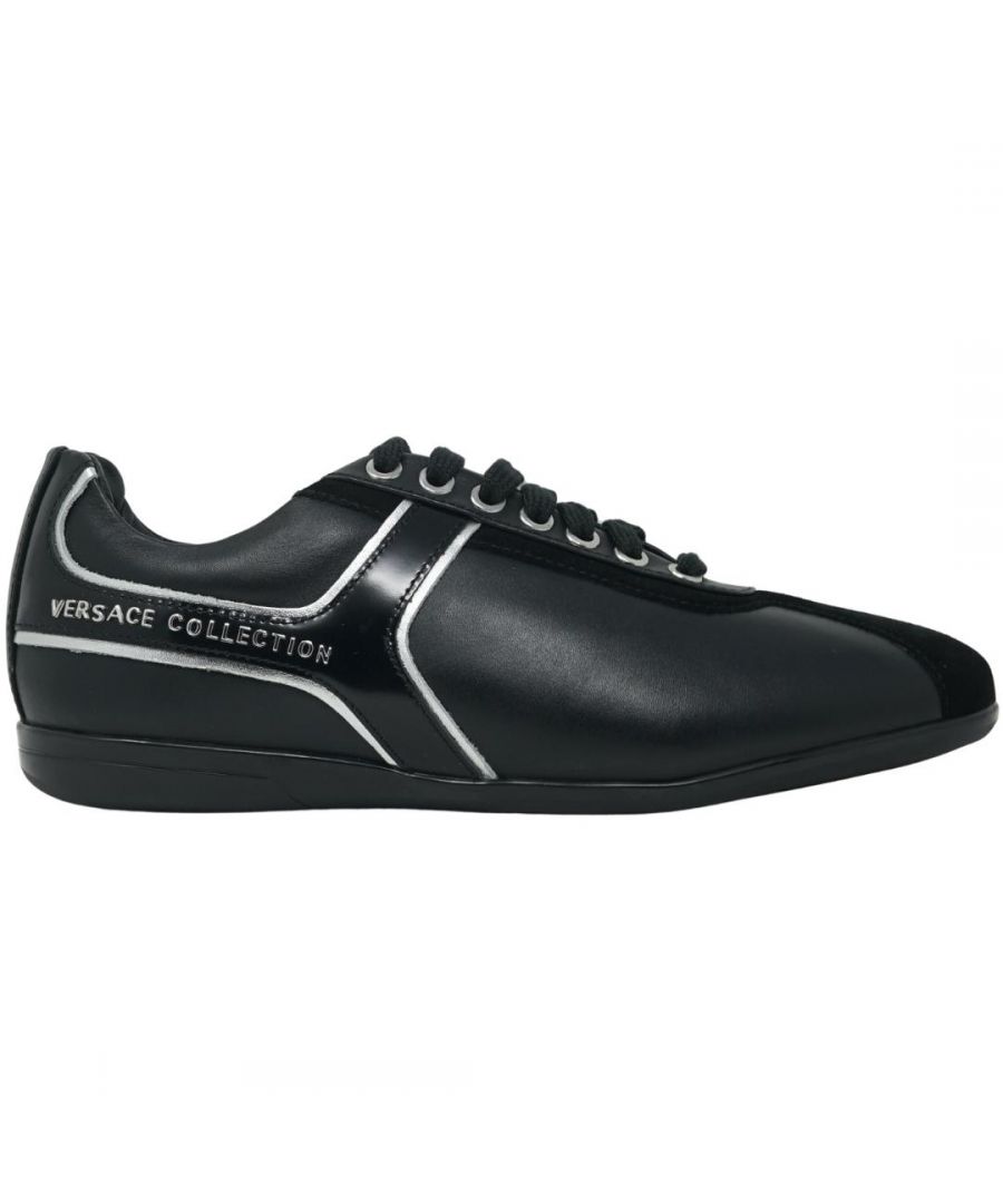 Versace Collection Logo Low Cut Black Sneakers. Versace Collection Logo Low Cut Black Sneakers. Lace Fasten. Branding On Side. Rubber Sole. Style - V90695S VM00256 V390N