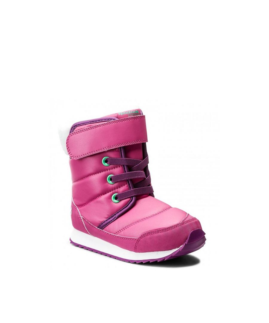 Reebok Snow Prime Lace-Up Pink Smooth Leather Girls Boots BS7779