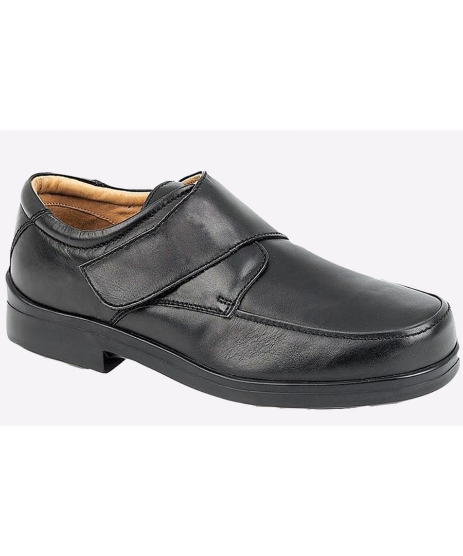 Roamers Litchfield Leather Shoes Mens Wide Fit - Black - Size UK 13