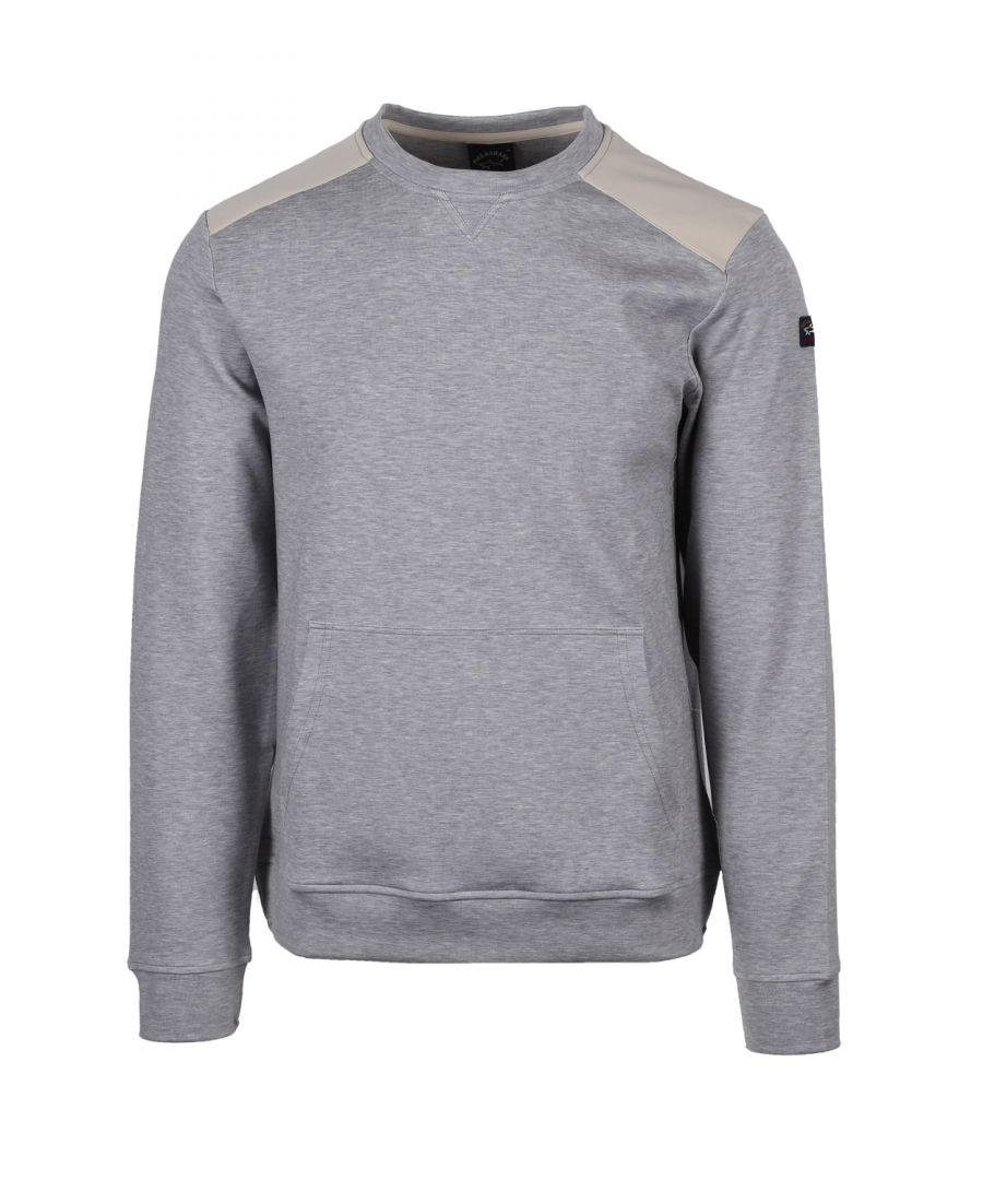 Paul And Shark Sweatshirt in Grey\nThe Paul & Shark Sweatshirt in Grey is a stylish and comfortable addition to any wardrobe. Made from high-quality cotton fabric, this sweatshirt features a regular fit, long sleeves, and ribbed cuffs for a snug and comfortable fit. The pull-over style and crew neck collar make it easy to wear and layer, while the standard body fit ensures a flattering silhouette for all body types. \n\nRegular Fit\n Long Sleeve\nPull Over\n100% Cotton\nCrew Neck