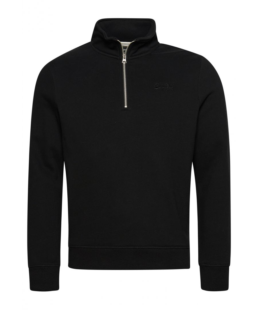 Perfect for your next smart casual look, the Vintage Logo Embroidered Zip Henley Sweatshirt is a classic staple that will accentuate your authentic style.Slim fit – designed to fit closer to the body for a more tailored lookHigh neckHalf-zip fasteningRibbed detailingSoft liningEmbroidered logo