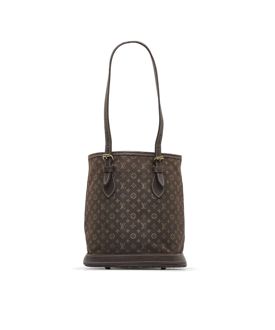 Louis Vuitton Ebene Monogram Mini Lin Canvas Petit Bucket in Brown