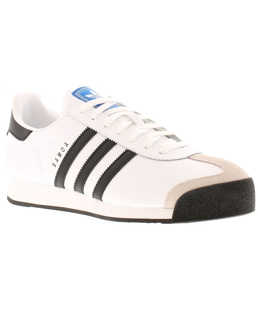 Adidas Originals Samoa Mens Leather Running Trainers White. Leather Upper. Leather Lining. Synthetic Sole. Mens Gentlemens Sneakers Leather Lace Ups Adidas.