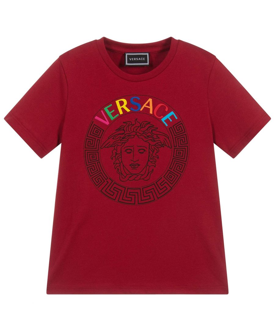 Image for Young Versace Boys Medusa Logo Print T-Shirt Red