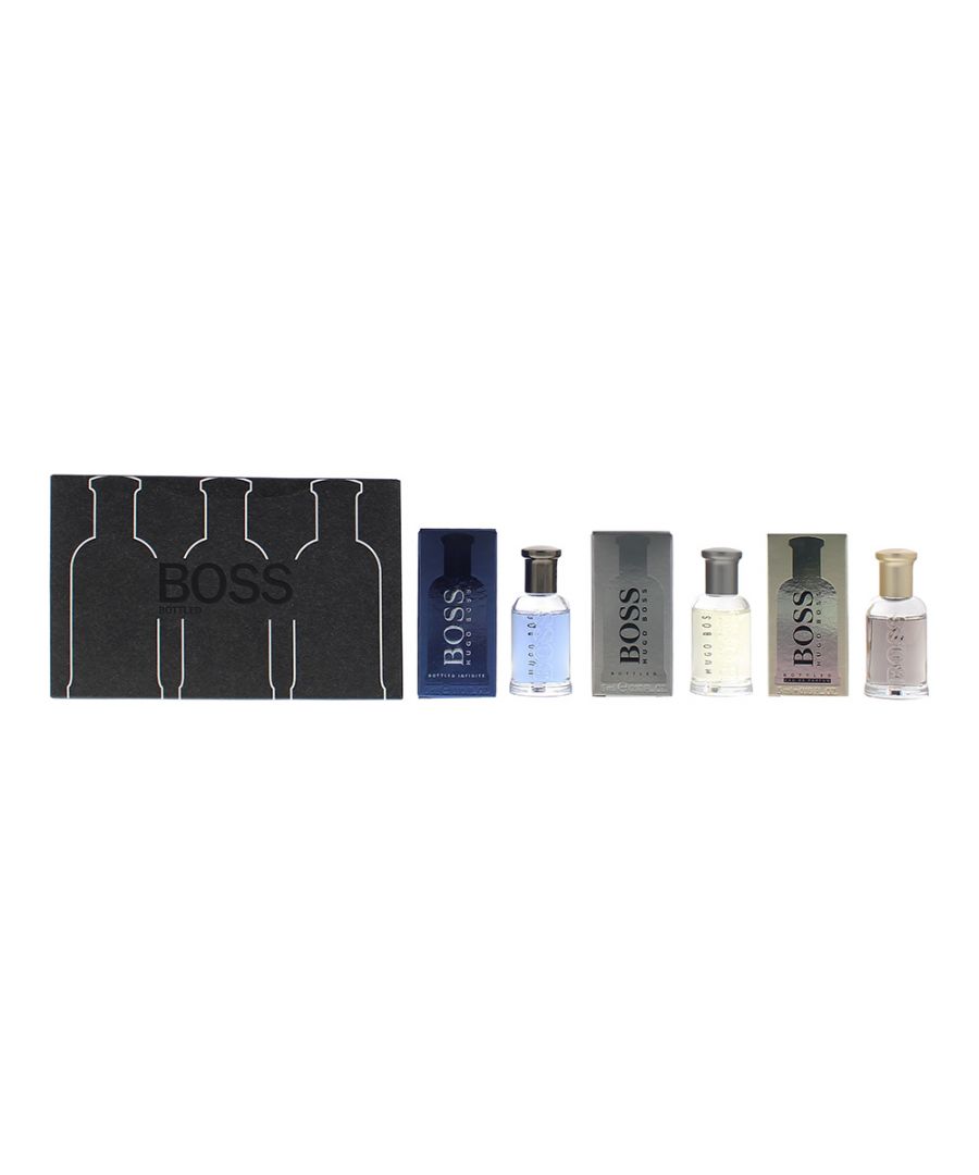 Boss Bottled is a woody spicy fragrance for men which was created by Annick Menardo and Christian Dussoulier, and was launched in 1998 by Hugo Boss. The fragrance contains top notes of Apple, Plum, Bergamot, Lemon, Oakmoss and Geranium; in the middle of the fragrance are notes of Cinnamon, Mahogany and Carnation; in the base of the fragrance are notes of Vanilla, Sandalwood, Cedar, Vetiver and Olive Tree. The scent blends together sweet, spicy, woodsy and green notes wonderfully, to create something that is deep and dark.