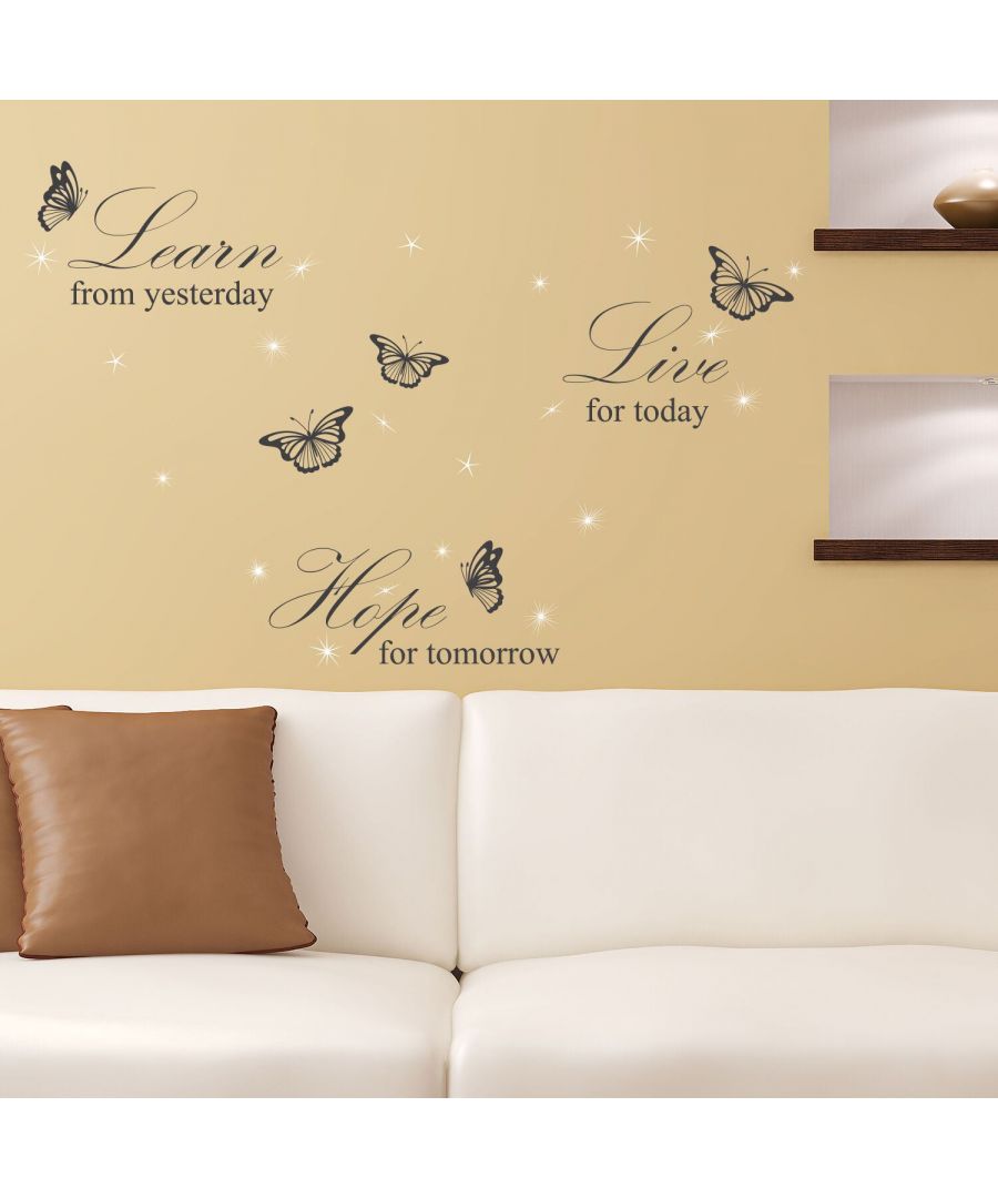 Image for Combo of Learn Live Hope Quote and Swarovski crystals Wall Stickers, Self Adhesive, DIY, Decoration, Kids Room, Nursery, Children's room, Boy, Girl