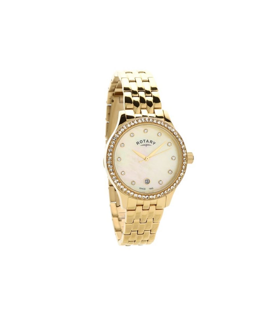 Image for Rotary Womens LB00310 31 Gold Plated Crystal Set Bracelet Wrist Watch