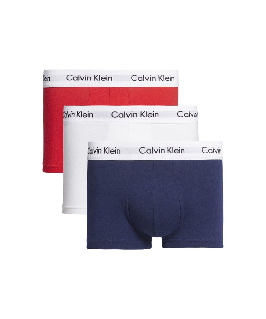 Calvin Klein 3 Pack Low Rise Trunk is made of soft cotton for all-day comfort. Featuring a classic Calvin Klein logo on the waist band. This Low Rise Trunk provides both comfort and support. The contoured pouch provides support, and the fabric blend provides excellent breathability. Giving you a soft and comfortable wearing experience.