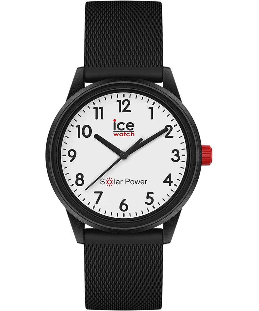 This Ice Watch Ice Solar Power - Black White Analogue Watch for Men is the perfect timepiece to wear or to gift. It's Black 36 mm Round case combined with the comfortable Black Silicone will ensure you enjoy this stunning timepiece without any compromise. Operated by a high quality Quartz movement and water resistant to 5 bars, your watch will keep ticking. Go green with this solar powered watch recharges itself in any kind of light. This solar watch does not require any battery replacement. The watch has a function: Solar Powered. High quality 21 cm length and 18 mm width Black Silicone strap with a Buckle. Case diameter: 36 mm, case thickness: 11 mm, case colour: Black and dial colour: White.