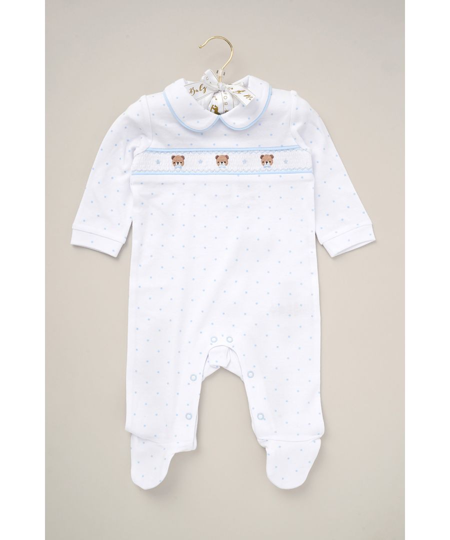 Rock A Bye Baby Boys Bear Print All in One - White - Size 6-9M