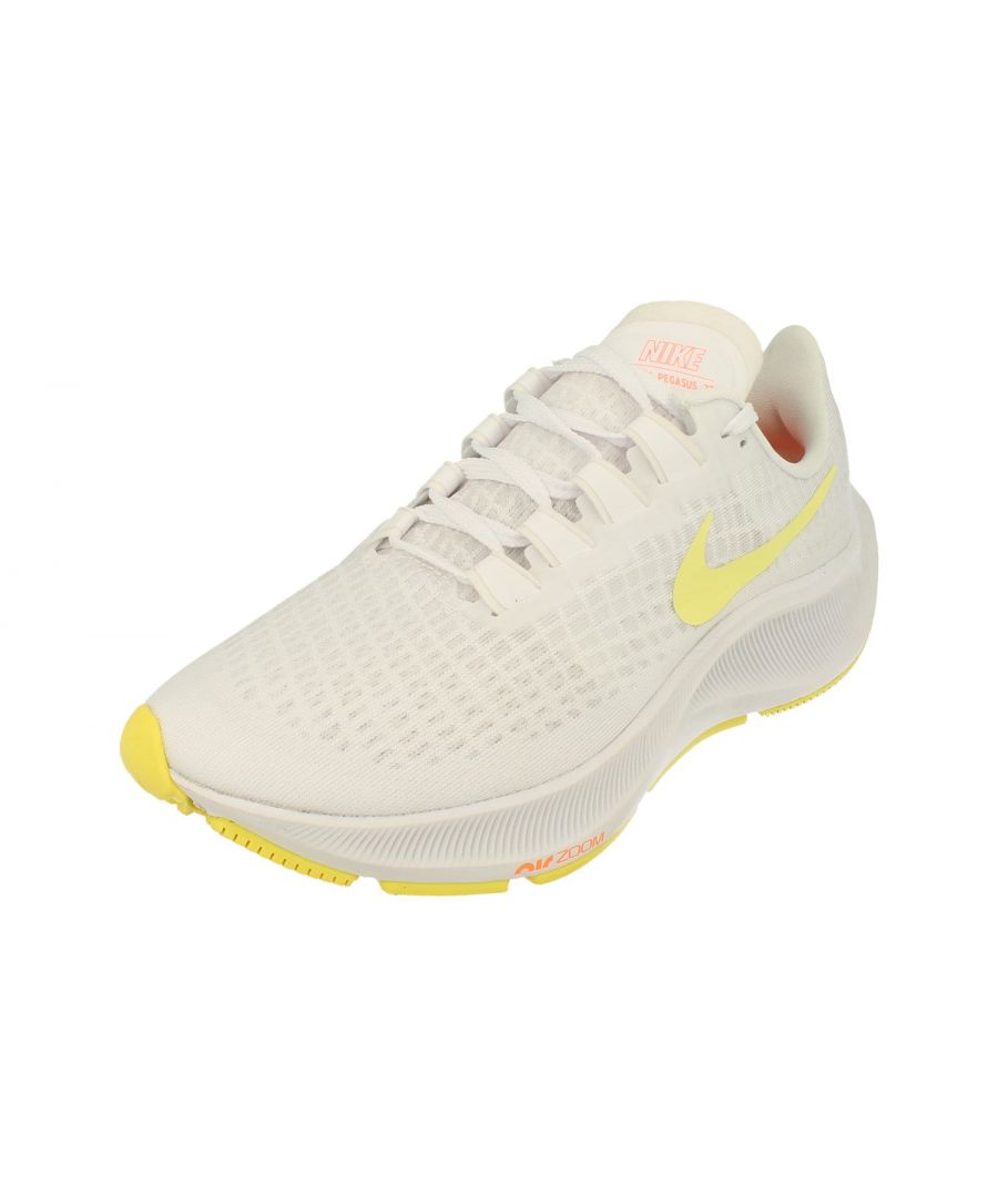 Nike Air Zoom Pegasus 37 - White/Yellow, White/Yellow, Size 6, Women|6