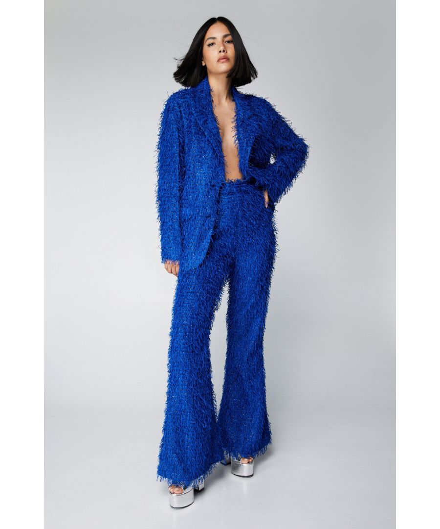 NastyGal Womens Premium Tassel Fabric Tailored Flares - Blue - Size 6 Regular