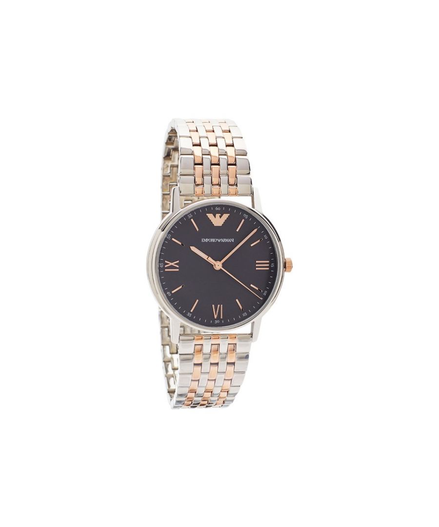 Emporio Armani AR11121 Three Hand Two Tone Silver Watch. Emporio Armani Silver Watch. Water Resistant, 1 Year Warranty. Comes With Diesel Smart Display Case with Inner Cushion & User Manual. AR11121. Case Material Stainless Steel