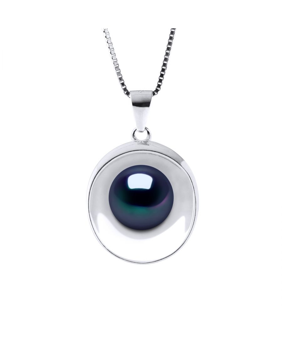 Ketting - Freshwater Pearl knop 9-10 mm - Box Chain Rhodium 925 duizendste - Lengte: 42 cm - Wordt geleverd in een koffer met een certificaat van echtheid en een internationale garantie - Al onze juwelen zijn gemaakt in Frankrijk.