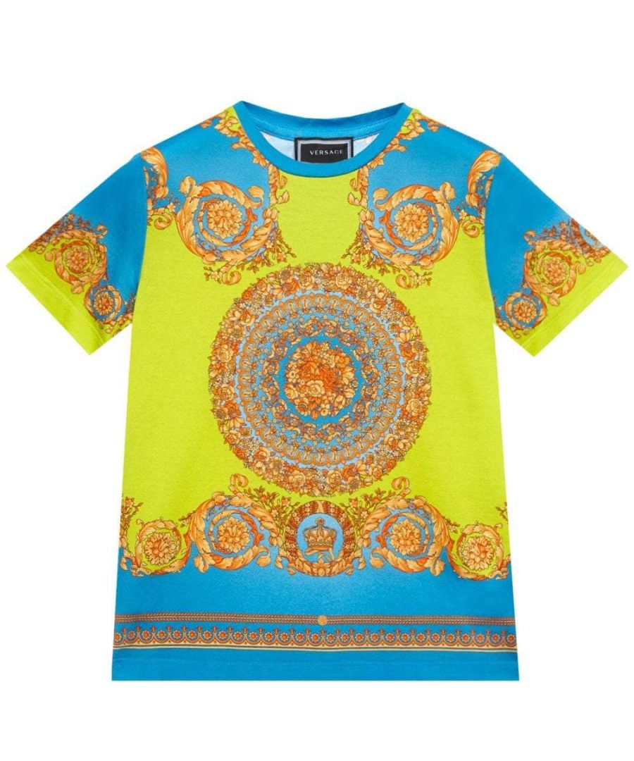 Image for Young Versace Boys Fluo Barocco T-shirt Blue