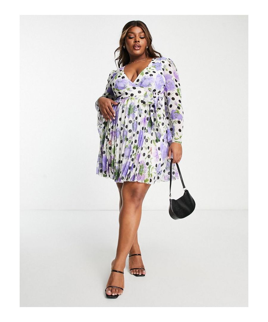 Plus-size dress by ASOS Curve It's a yes from us Wrap front Flared sleeves Tie waist Regular fit Sold By: Asos