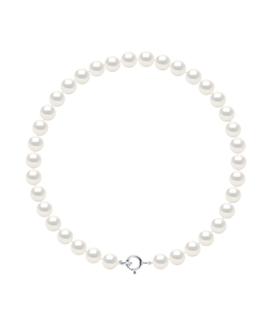 Bracelet with true Cultured Freshwater Pearl 5-6mm Button - Natural White Color and spring-loaded clasp 925 Sterling Silver Length 18 cm , 7 in - Our jewellery is made in France and will be delivered in a gift box accompanied by a Certificate of Authenticity and International Warranty