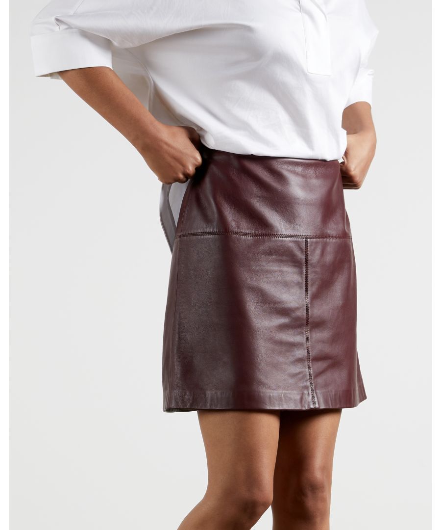 Image for Ted Baker Valiat A-Line Leather Mini Skirt, Wine