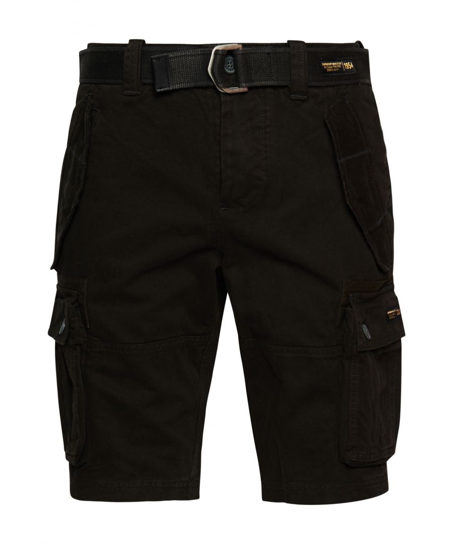 Superdry Mens Core Cargo Heavy Shorts - Black Cotton - Size 30 (Waist)