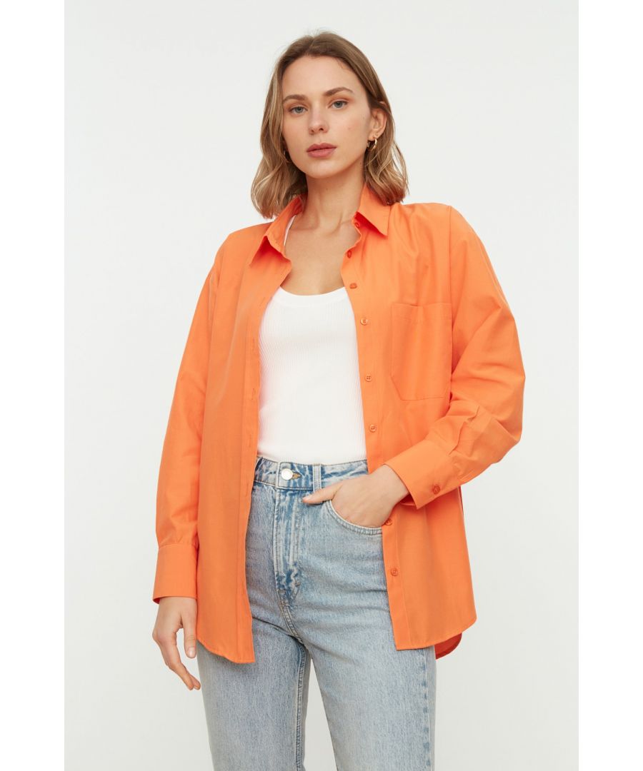 Trendyol WoMens Plain Shirt - Orange - Size EU 34 (Womens)